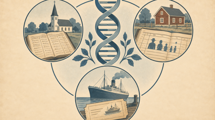Illustration of three Swedish record types used to verify a DNA match