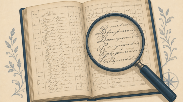 Illustration of reading old Swedish parish register handwriting
