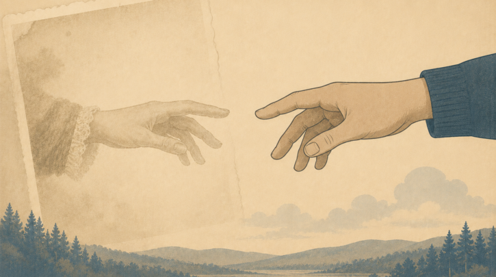 Illustration of hands reaching across generations to reclaim Swedish heritage