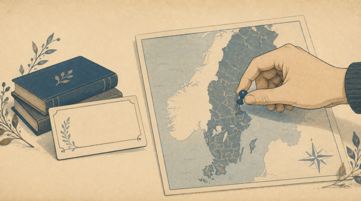 Illustration of researching a Swedish surname's origin and history