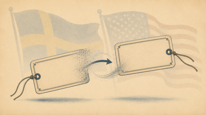 Illustration of a Swedish immigrant name and identity changing over generations
