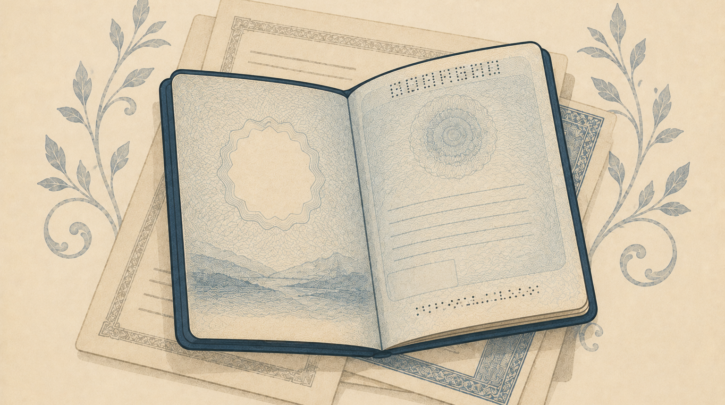 Illustration of a passport representing Swedish citizenship by descent