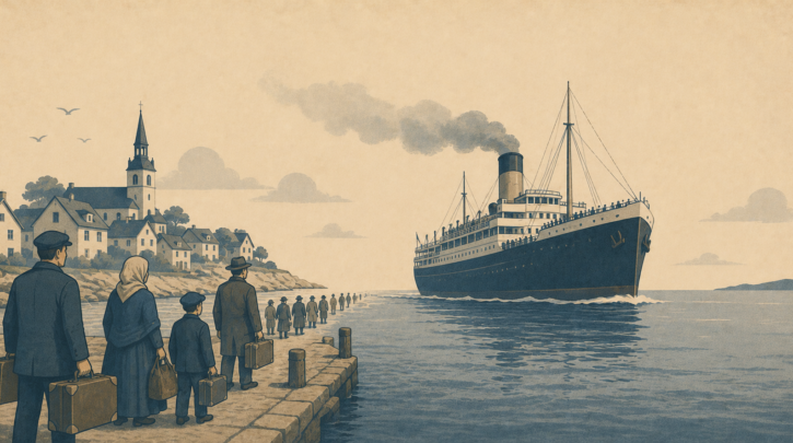 Illustration of the great Swedish migration to America