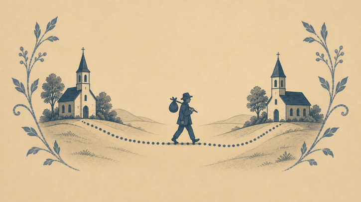 Illustration of a Swedish ancestor moving between parishes