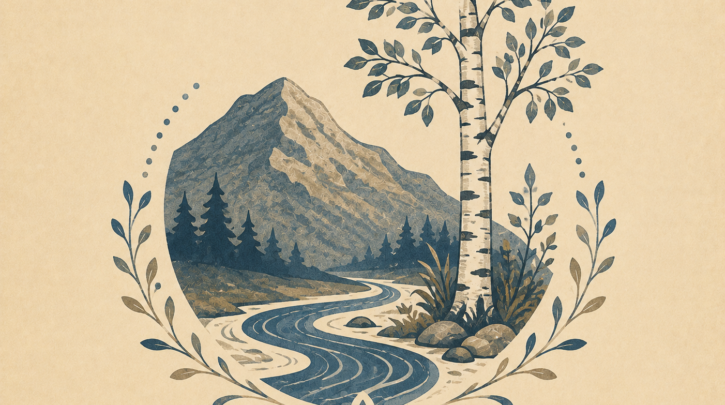 Illustration of the natural elements behind Swedish nature-name surnames