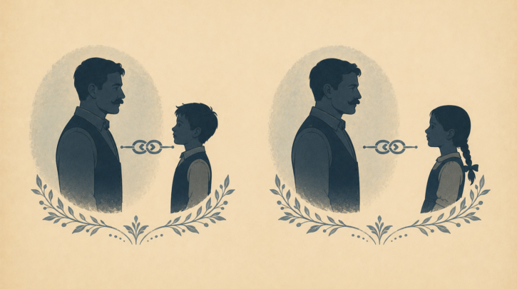 Illustration of the Swedish patronymic -son and -dotter naming system