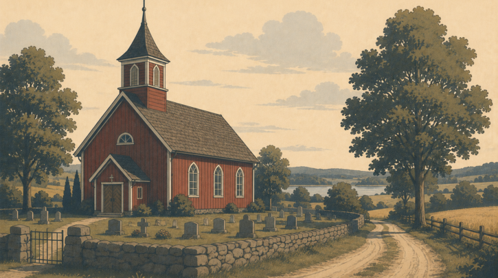 Illustration of visiting an ancestral parish church and cemetery in Sweden