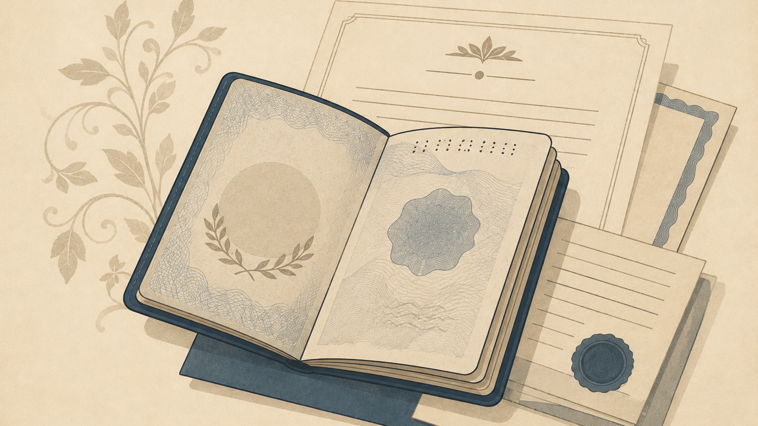 Illustration of a passport representing Swedish citizenship by descent