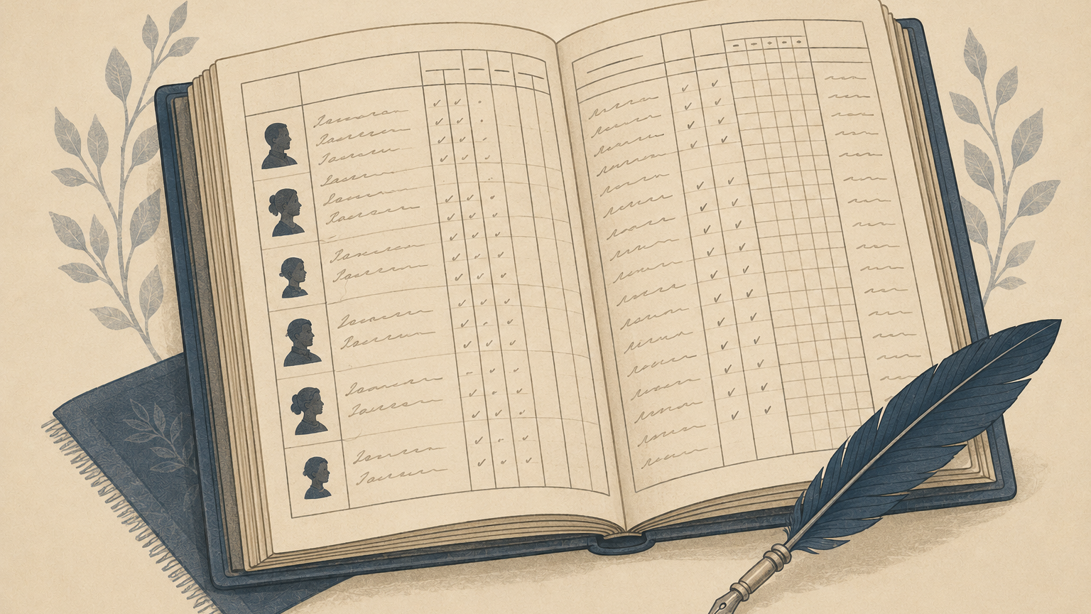 Illustration of a Swedish household examination record book