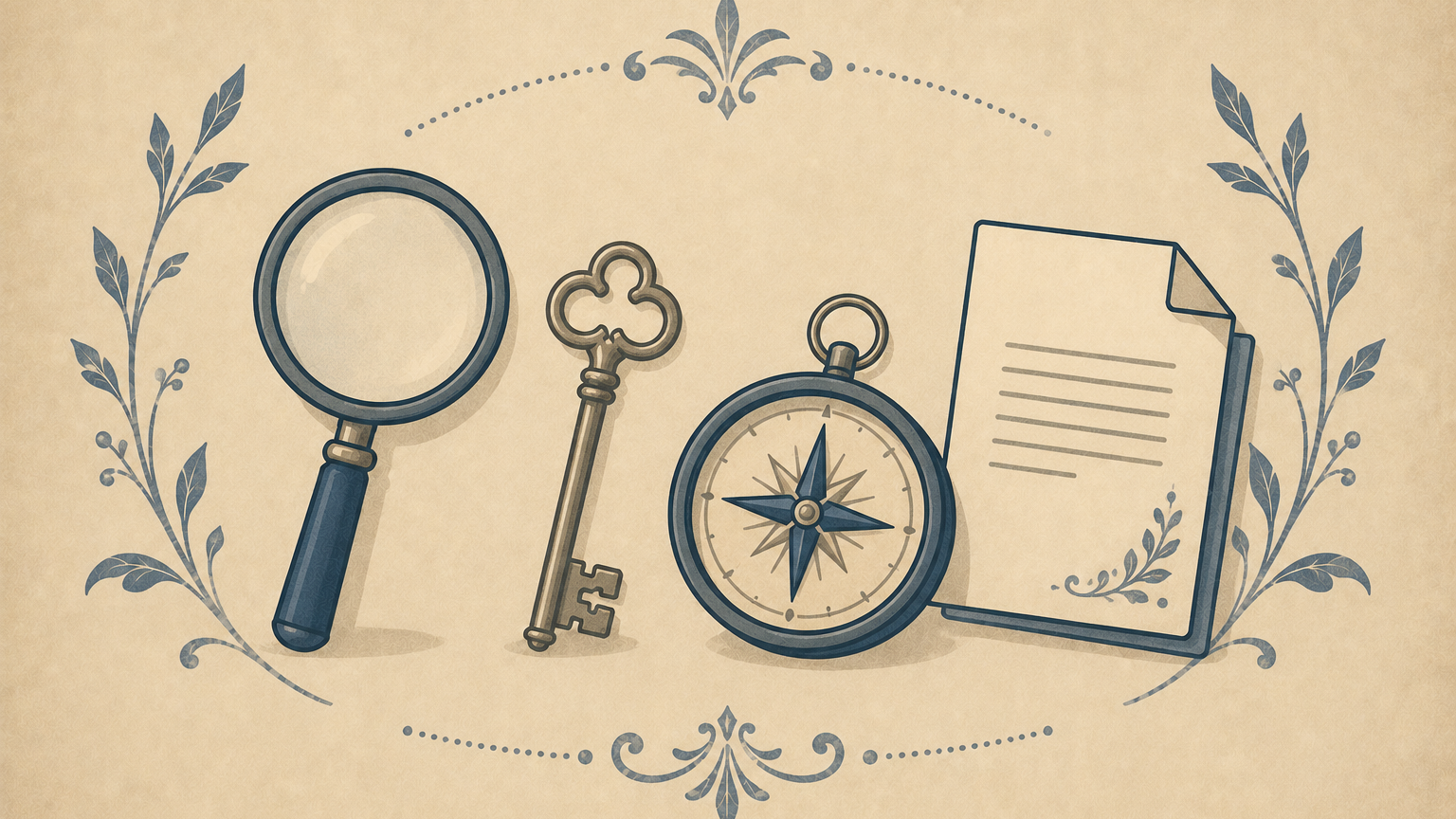 Illustration of a Swedish genealogy research toolkit